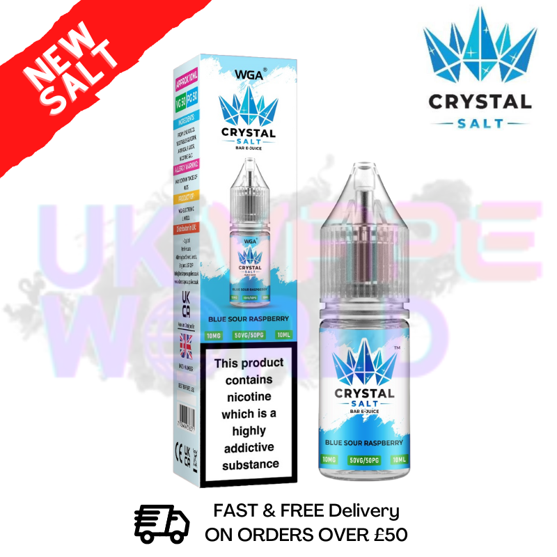 Shop Blue Sour Raspberry WGA Crystal Nic Salt | Nicotine Salts | Lowest Price - UK Vape World
