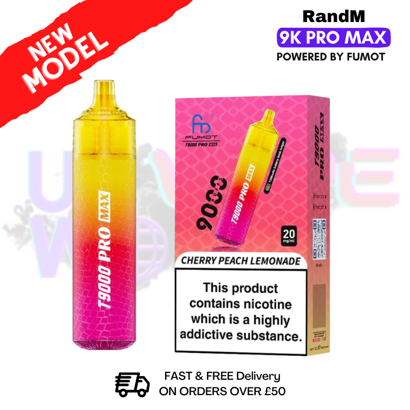 Cherry Peach Lemonade RandM T9000 Pro Max Pod Kit - ukvapeworld