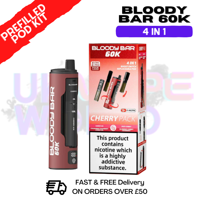 Cherry Pack Bloody Bar 60k Prefilled 4 In 1 Pod Vape Kit - ukvapeworld