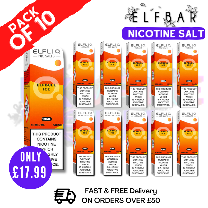 10mg disposable vape uk Elfbull ICE ElfLiq Nic Salt BOX OF 10