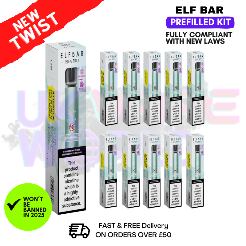 Spearmint Elf Bar Elfa Pro Kit Box of 10 - ONLY 29.99 Spearmint Elf Bar Elfa Pro Kit Box of 10 - ONLY 29.99