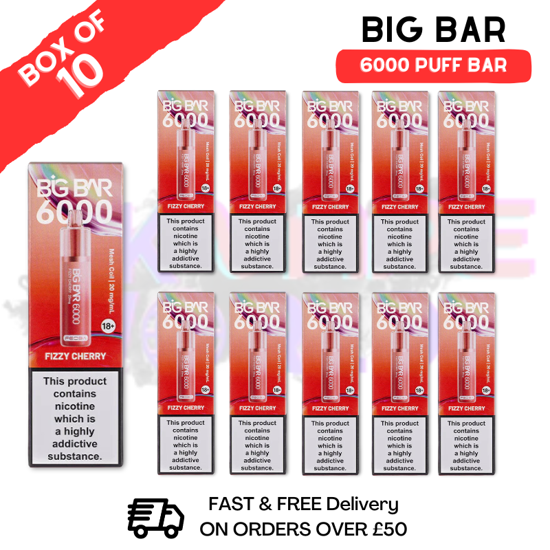 Shop Fizzy Cherry Feoba Big Bar 6000 Puff 6K Box Of 10 - UK Vape World