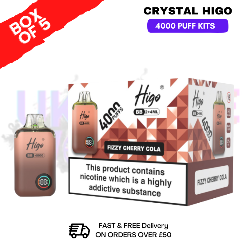 crystal vape 4000 puffs fizzy cherry Fizzy Cherry Cola Crystal Higo 4000 Pod Kits Box Of 5