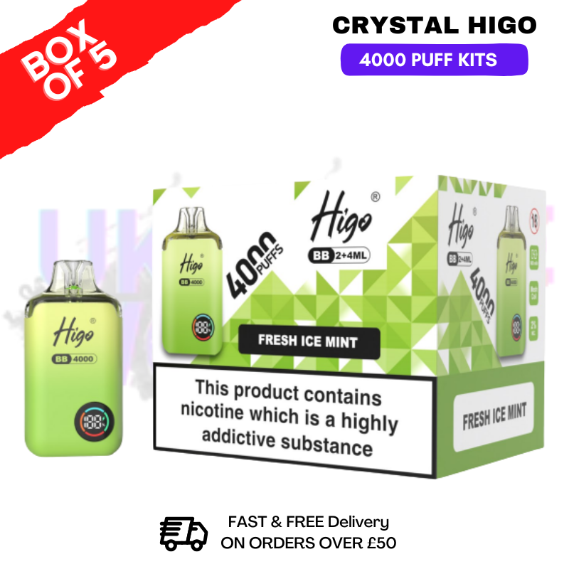 Fresh ICE Mint Crystal Higo 4000 Pod Kits Box Of 5 Fresh ICE Mint Crystal Higo 4000 Pod Kits Box Of 5