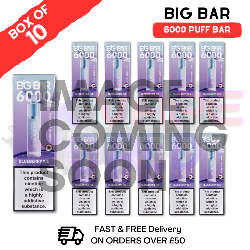 Big Bar Disposable Vape Grape ICE Feoba PRO 6000 Puff 6K Box Of 10