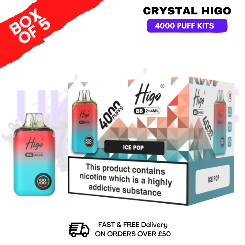 ICE POP Crystal Higo 4000 Pod Kits Box Of 5 ICE POP Crystal Higo 4000 Pod Kits Box Of 5
