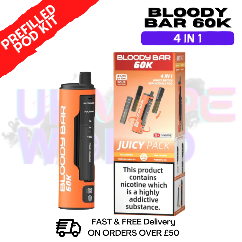 Juicy Pack Bloody Bar 60k Prefilled 4 In 1 Pod Vape Kit - ukvapeworld