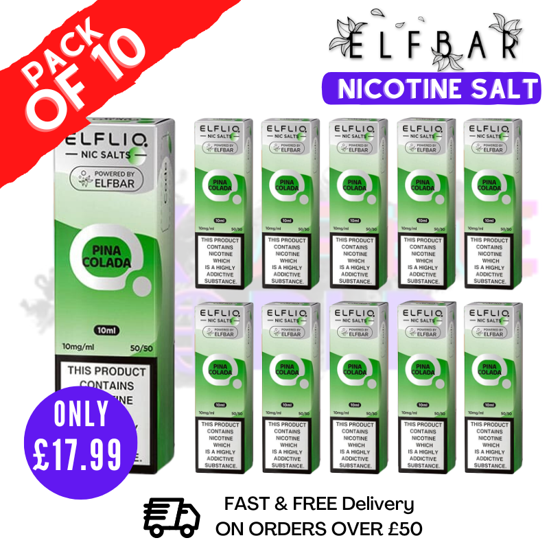 Shop Pina Colada ElfLiq Nic Salt BOX OF 10 - ONLY £17.99 - UK Vape World