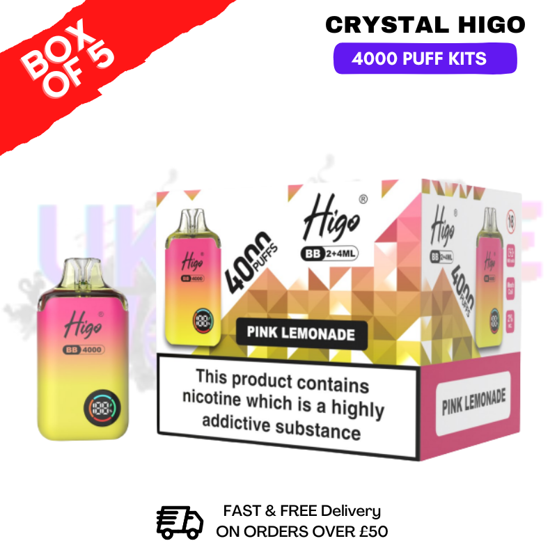 Pink Lemonade Crystal Higo 4000 Pod Kits Box Of 5 Pink Lemonade Crystal Higo 4000 Pod Kits Box Of 5
