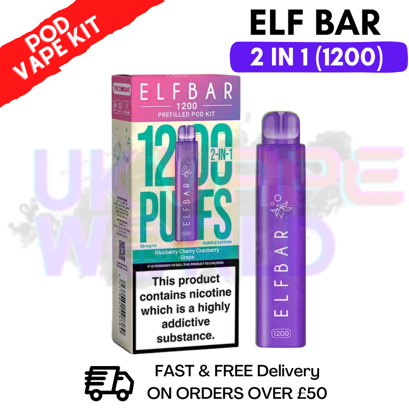 Shop Purple Edition Elf Bar 1200 Puffs Prefilled Pod Kit - UK Vape World