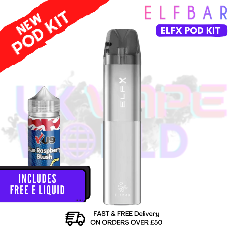 Buy Online Silver Elf Bar ELFX Refillable Pod Vape Kit