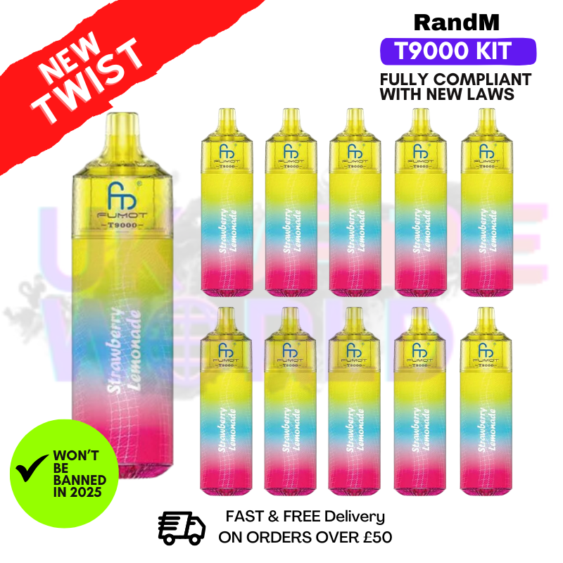 Strawberry Lemonade Randm T9000 Puffs Box Of 10 Strawberry Lemonade Randm T9000 Puffs Box Of 10