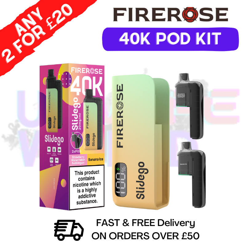 Strawberry Watermelon Bubblegum Firerose SlideGo 40K Prefilled Pod Kit - ukvapeworld