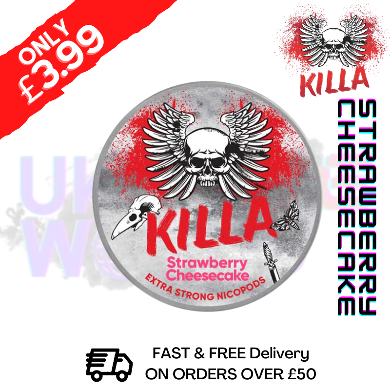 Shop Strawberry Cheesecake Killa Nicotine Pouches NicoPod Nic Pouch (16.5mg) - UK Vape World