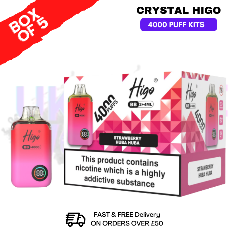Strawberry Huba Buba Crystal Higo 4000 Pod Kits Box Of 5
