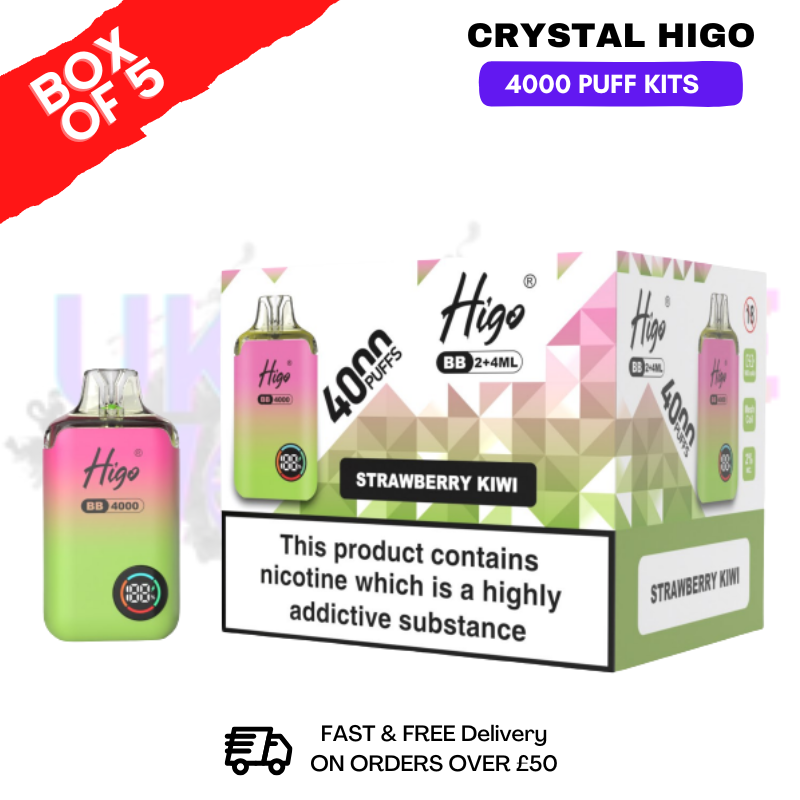 le cercle de la vap hagetmau Strawberry Kiwi Crystal Higo 4000 Pod Kits Box Of 5