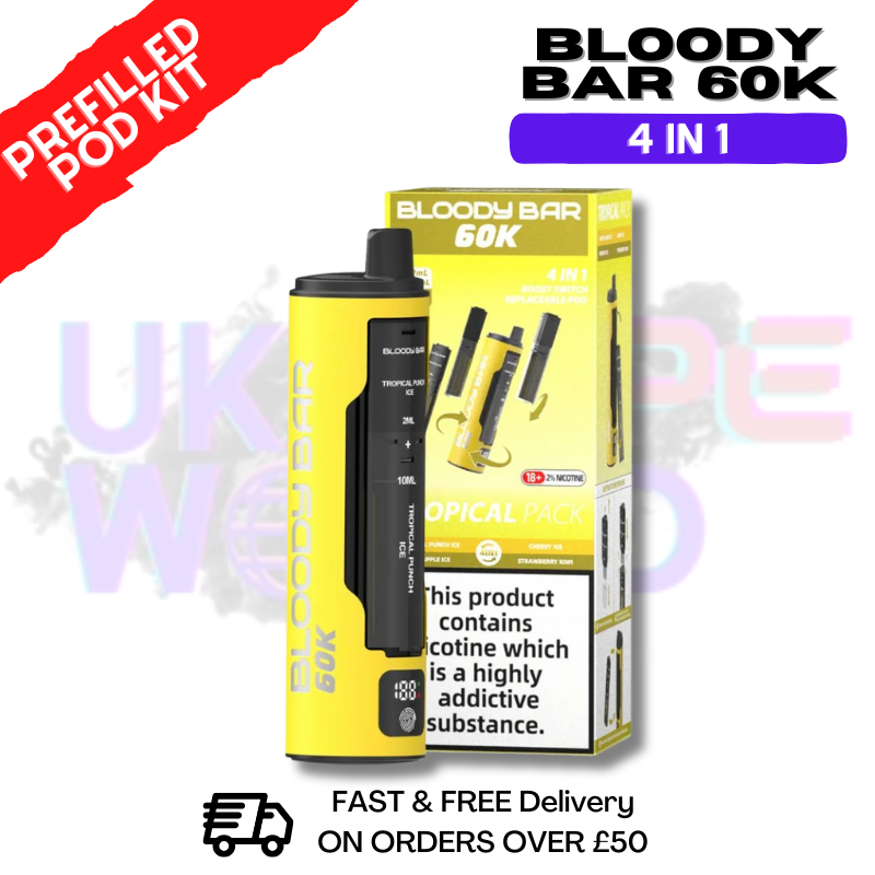 Tropical Pack Bloody Bar 60k Prefilled 4 In 1 Pod Vape Kit Tropical Pack Bloody Bar 60k Prefilled 4 In 1 Pod Vape Kit
