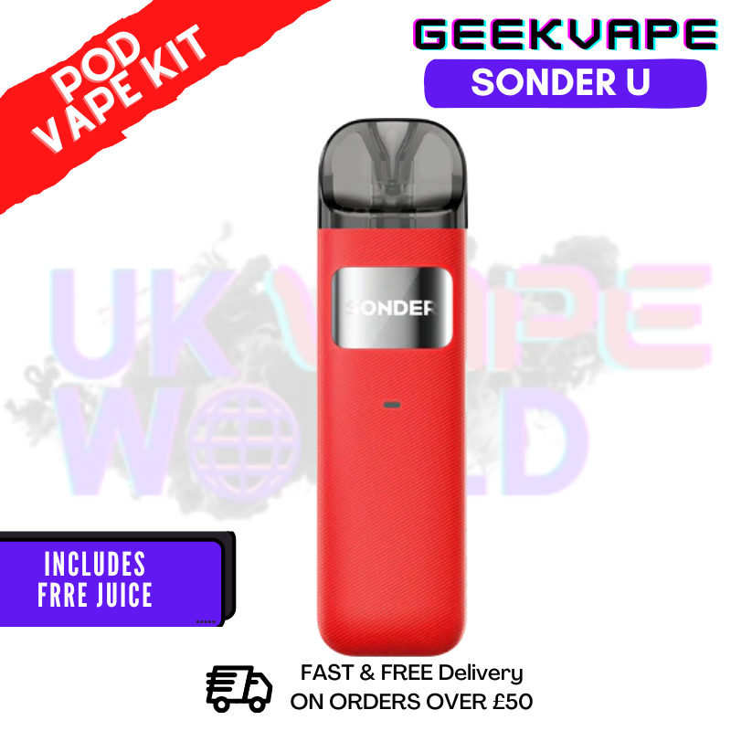 Wine Red GeekVape Sonder U Pod Kit + 2x FREE SALTS Wine Red GeekVape Sonder U Pod Kit + 2x FREE SALTS