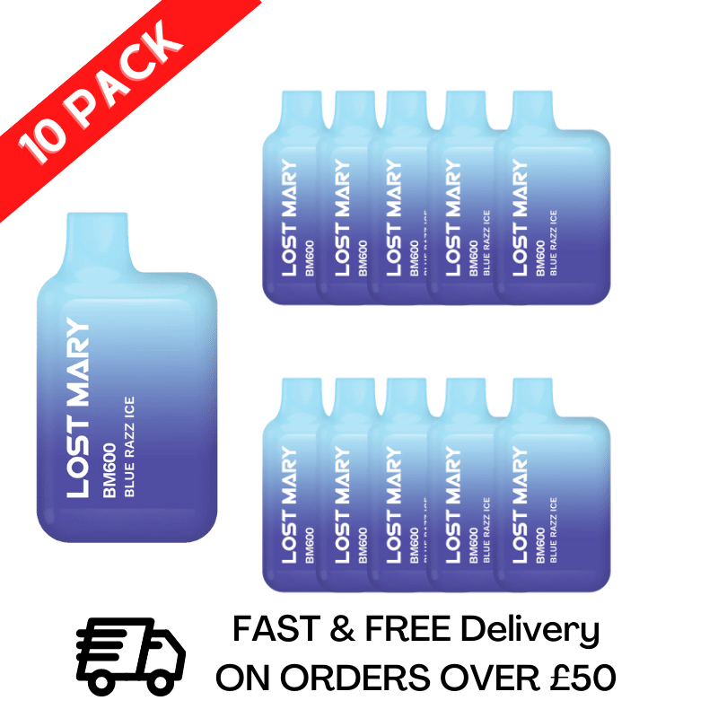Blue Razz Ice - Lost Mary 600 Puff Bars Pack Of 10 BM600 Blue Razz Ice - Lost Mary 600 Puff Bars Pack Of 10 BM600