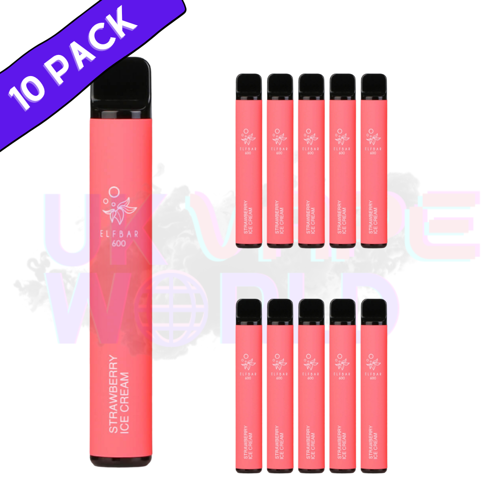 Elf Bar 600puff - Strawberry SNOW Flavour Box of 10 Elf Bar 600puff - Strawberry SNOW Flavour Box of 10