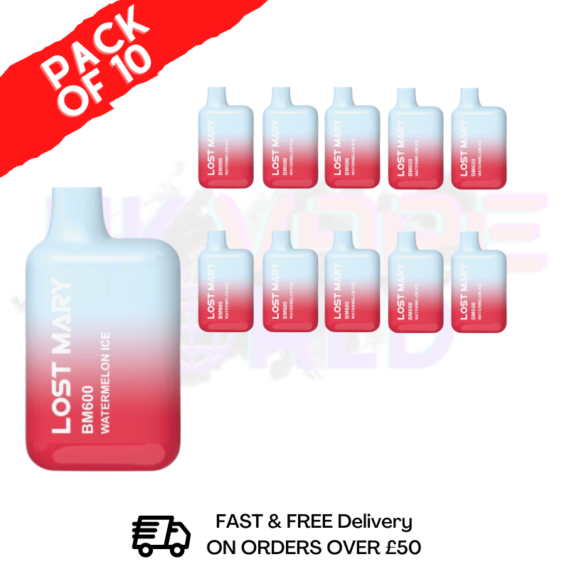 Watermelon ICE - Lost Mary 600 Puff Bars Pack Of 10 BM600 Watermelon ICE - Lost Mary 600 Puff Bars Pack Of 10 BM600