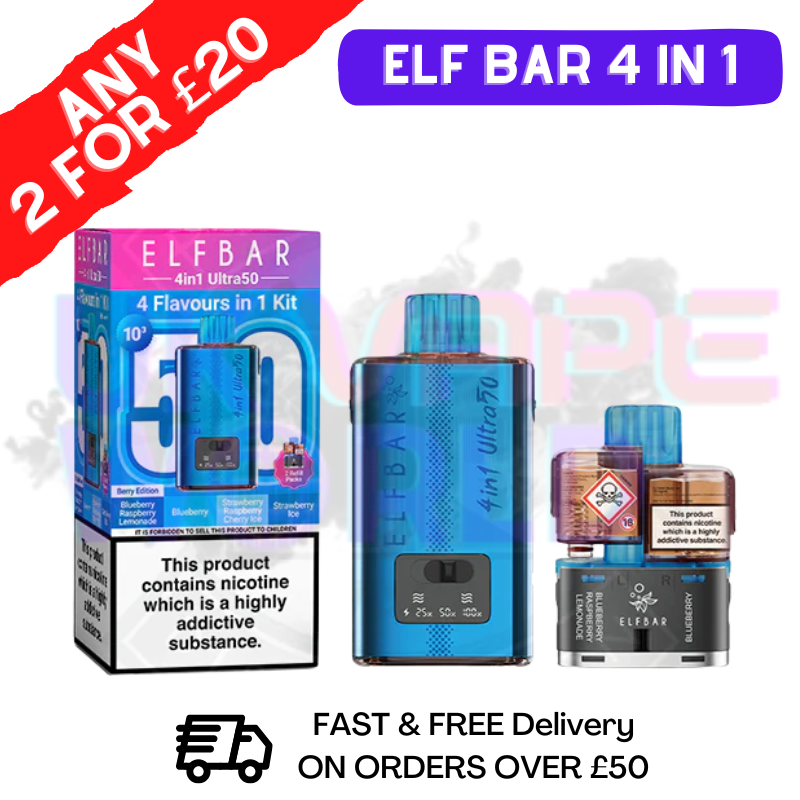 Shop ELF Bar 4 in 1 Ultra 50K Puff Kit - Any 2 for £20 - UK Vape World