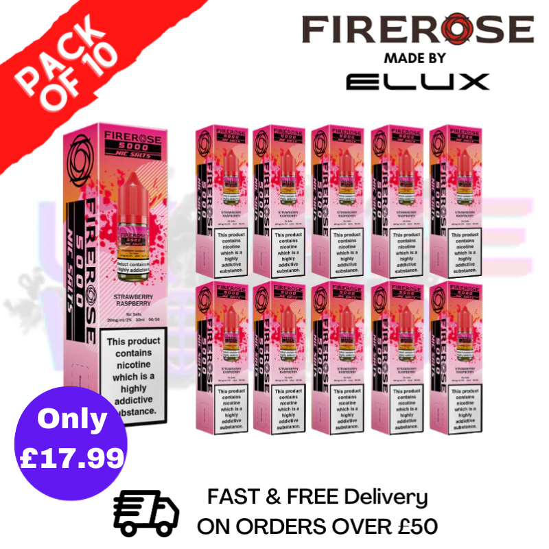 Strawberry Raspberry Firerose 5000 Nic Salt Box Of 10