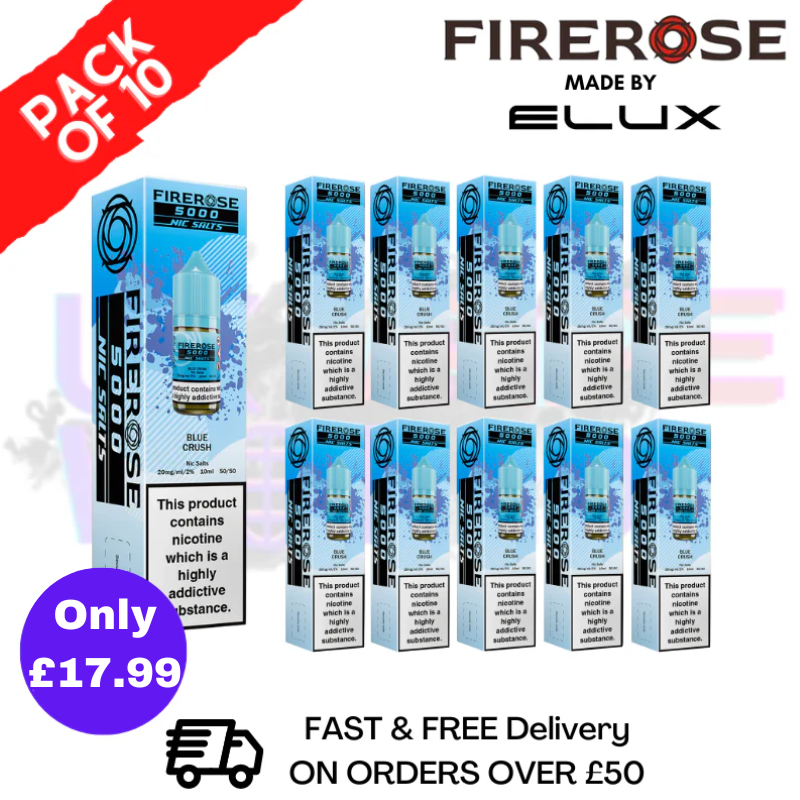 shop Blue Crush Firerose 5000 Nic Salt Box Of 10 - ukvapeworld
