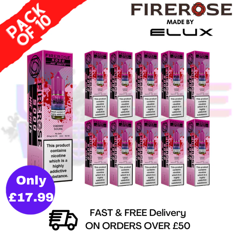 shop Cherry Sours Firerose 5000 Nic Salt Box Of 10 - ukvapeworld