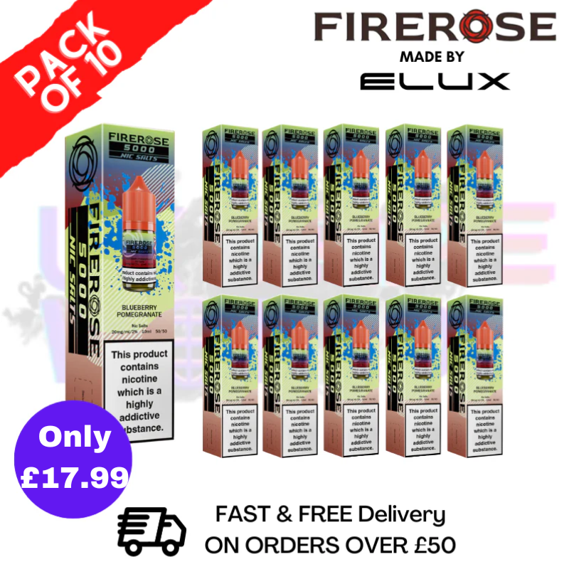 shop Blueberry Pomegrante Firerose 5000 Nic Salt Box Of 10 - ukvapeworld