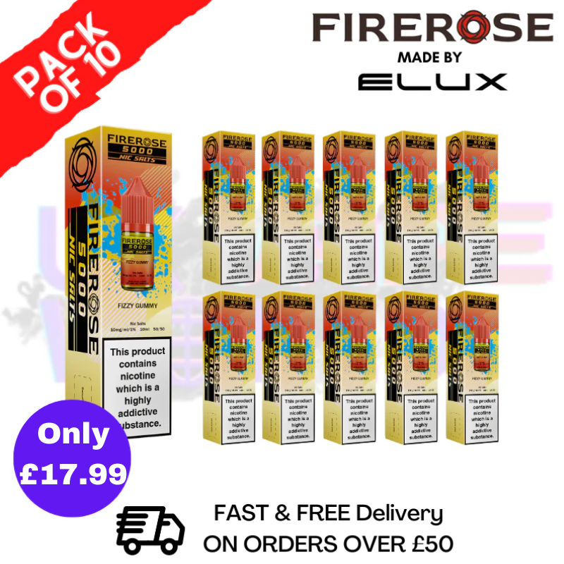 Fizzy Gummy Firerose 5000 Nic Salt Box Of 10