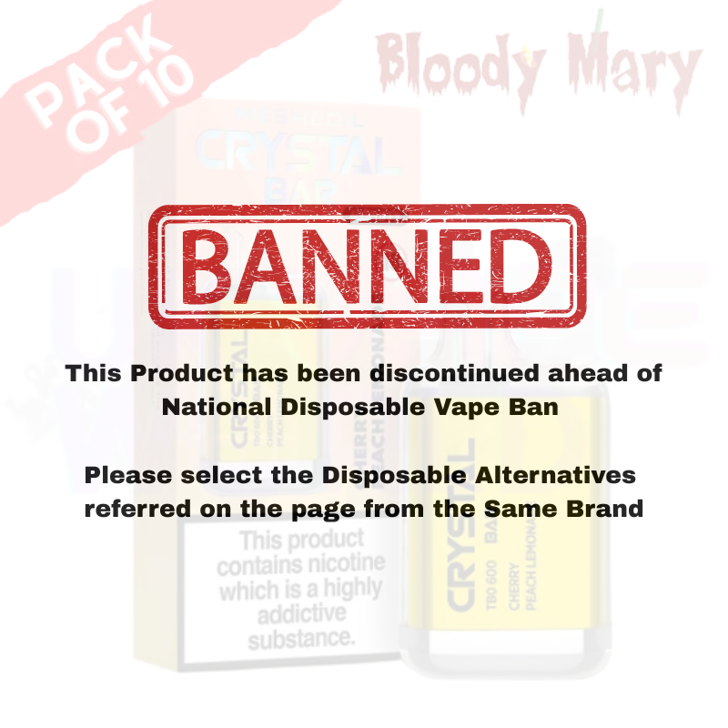 Cherry Peach Lemonade - Bloody Mary CRYSTAL 600Puff Box of 10
