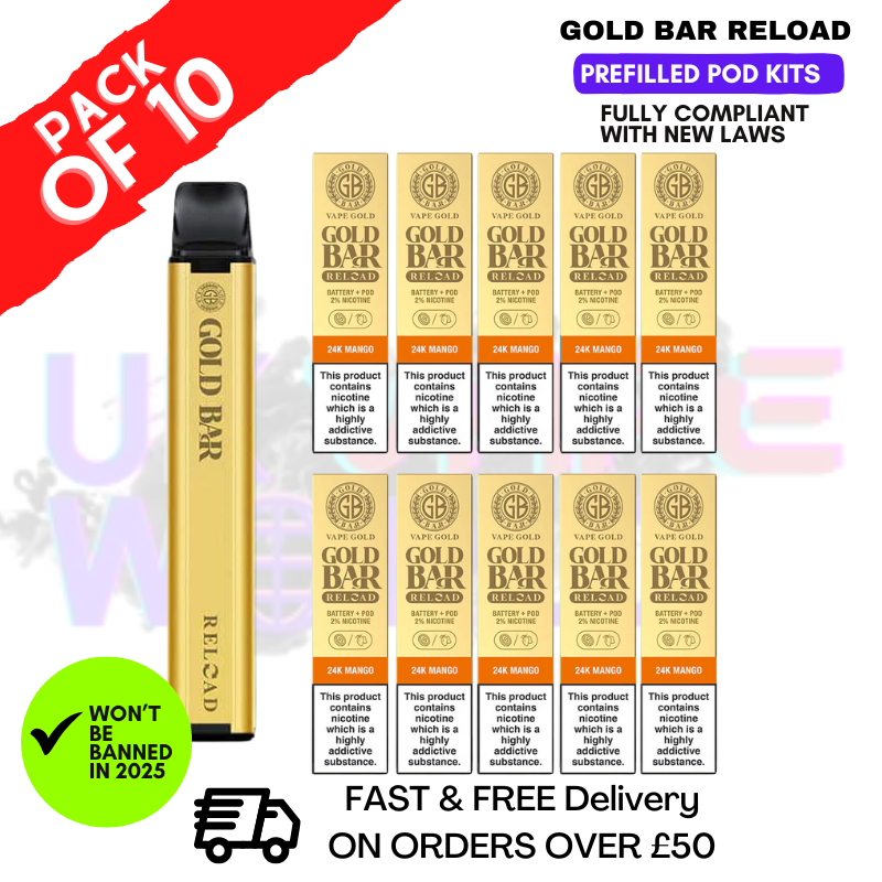 24K Mango Gold Bar Reload Prefilled Pod Kit Box of 10