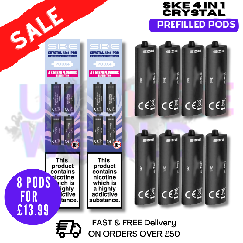 Blue Edition Crystal 2400 (2 x Pack Of 4) Prefilled Replacement Pod Blue Edition Crystal 2400 (2 x Pack Of 4) Prefilled Replacement Pod