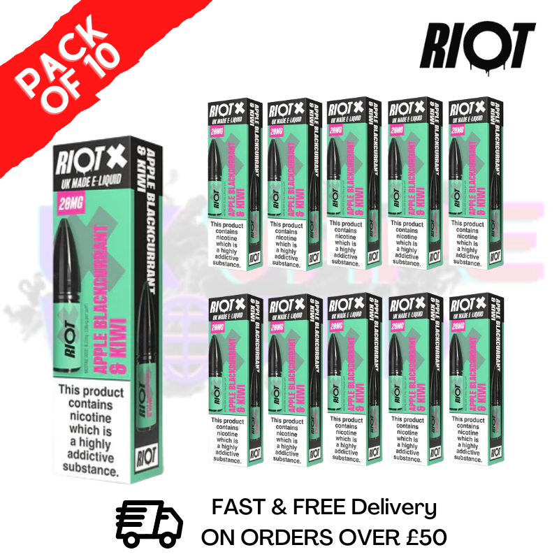 Apple Blackcurrant Kiwi Riot X Nic Salt Box Of 10 - ukvapeworld