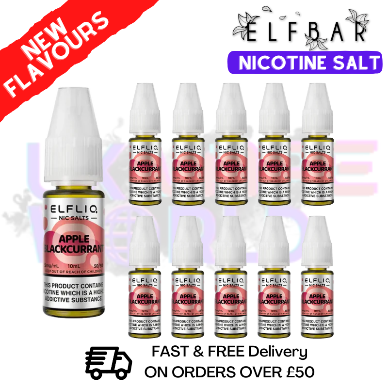Shop Apple Blackcurrant ElfLiq Nic Salt BOX OF 10 - ONLY £14.99 - UK Vape World