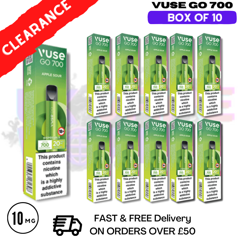 Shop Apple Sour (10MG) - VUSE GO 700Puff Box of 10 - UK Vape World