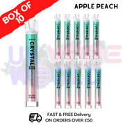Apple PEACH - Crystal Bar Puffs 600 SKE Box Of 10 Disposable Bars - UK Vape World