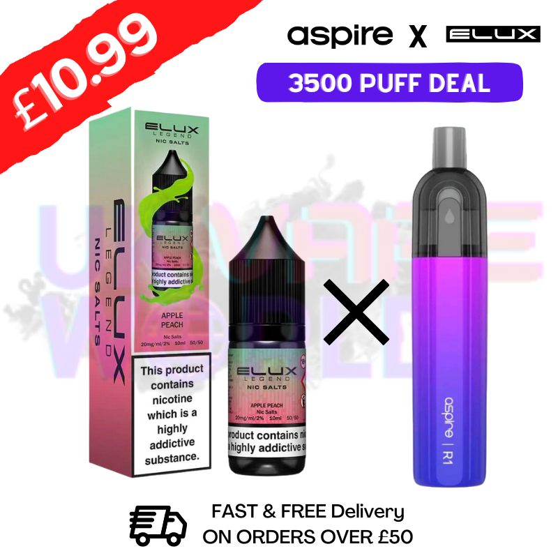 Apple Peach ELUX LEGEND Salt 3500puff x Aspire Disposble Kit - UK Vape World