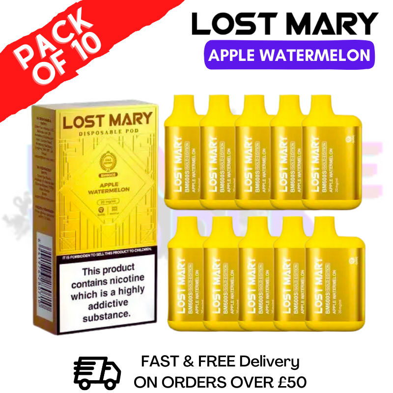 Shop Apple Watermelon Gold Lost Mary 600Puff Disposable Pod Kit - UK Vape World