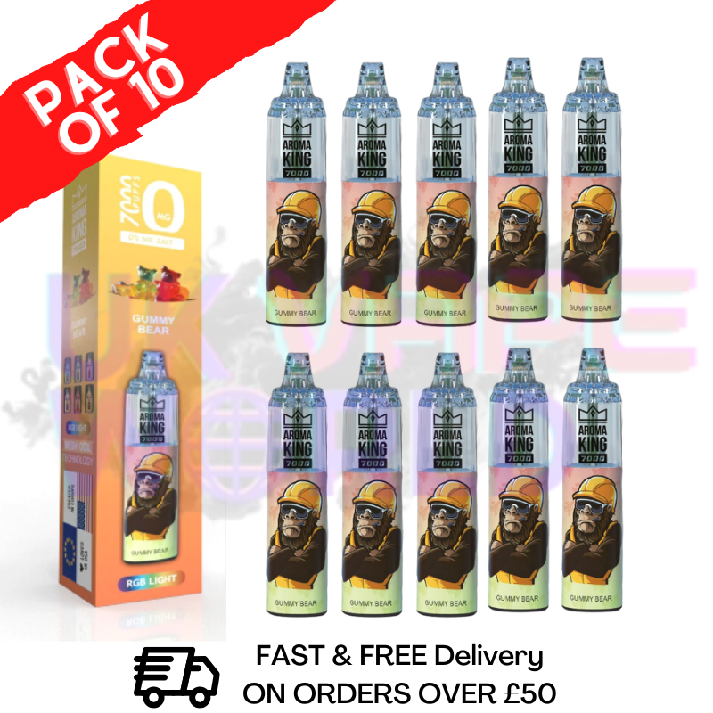 Gummy Bear - AROMA KING Tornado 7000 Puff Bar Pack Of 10 Vape Pen - UK Vape World