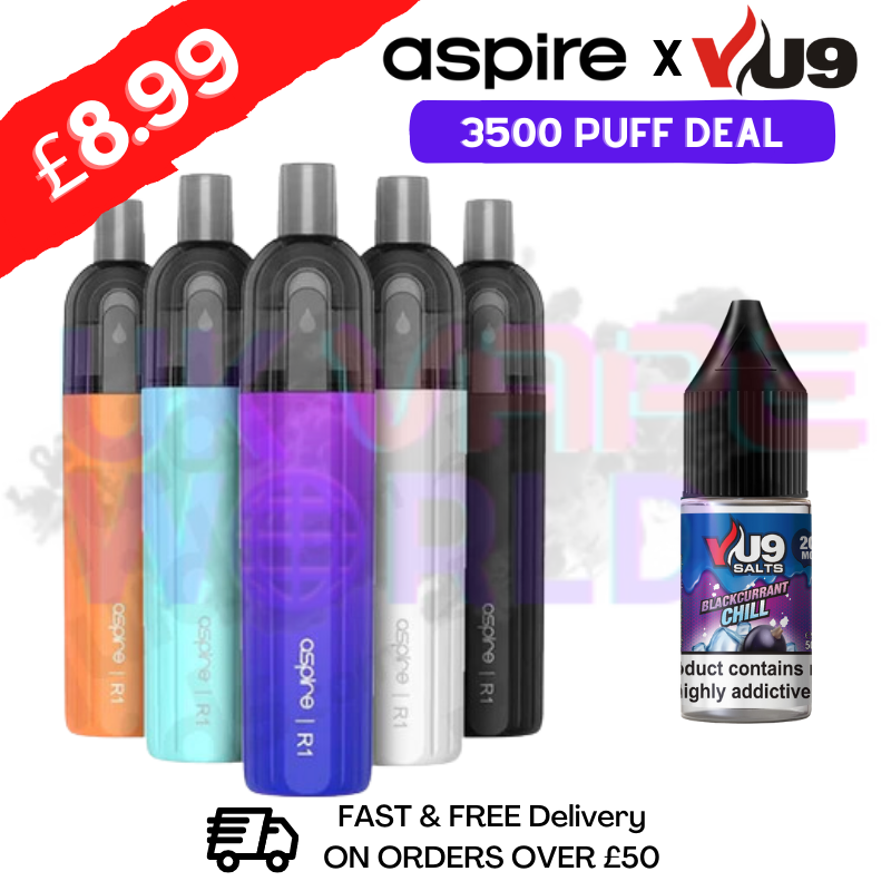 Aspire R1 Kit x VU9 Salt 3500 Puff Pack - UK Vape World