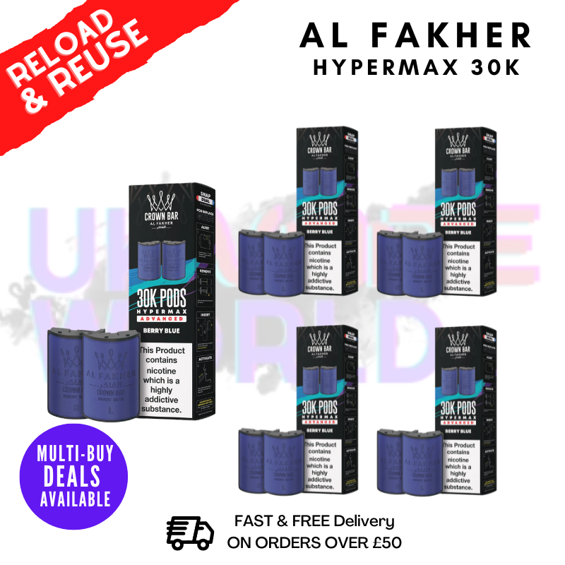 Berry Blue AL Fakher 30K Box Of 5 Replacement Pods