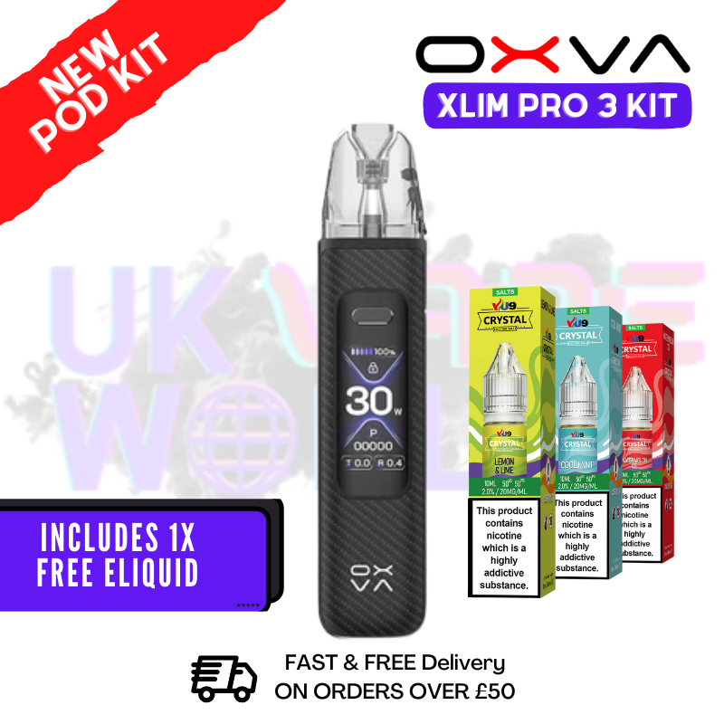 Black Carbon Oxva Xlim Pro 3 Pod Kit + Free Nic Salt - ukvapeworld