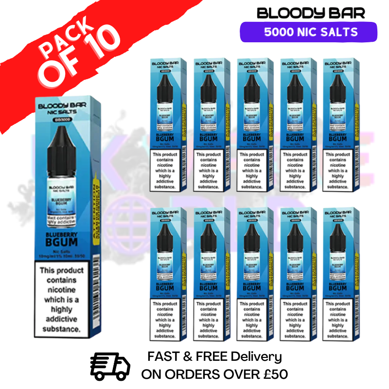 Blueberry Bgum Bloody Bar 5000 Bar Salt Box Of 10