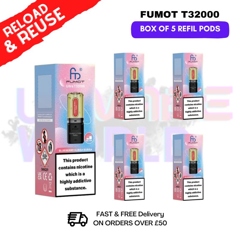 Blueberry Hubba Bubba Fumot T32000 REPLACEMENT PODS - BOX OF 5