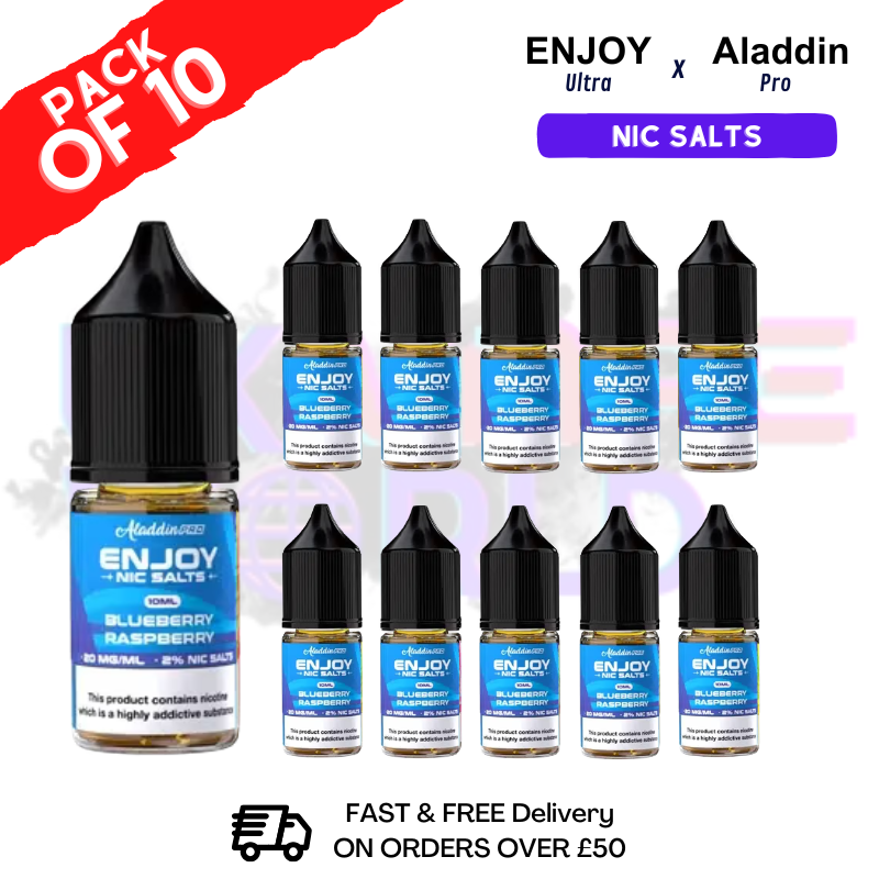 Shop Blue Raspberry Enjoy 9000 X ALADDIN Nic Salt Box Of 10 - UK Vape World