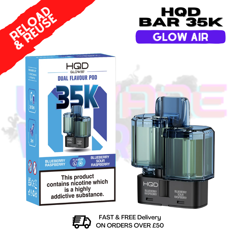 Blue Raspberry HQD 35K Glow Air Replacement Pods