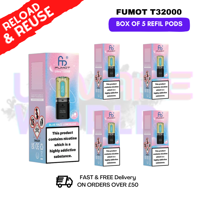Blue Razz Lemonade Fumot T32000 REPLACEMENT PODS - BOX OF 5