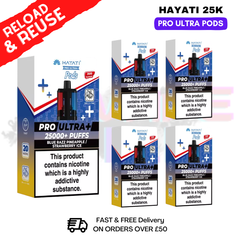 Hayati 25K Blue Razz Pineapple Replacement Pods Box Of 5 - ukvapeworld